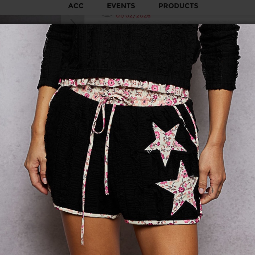 Black Floral Star Athletic Shorts